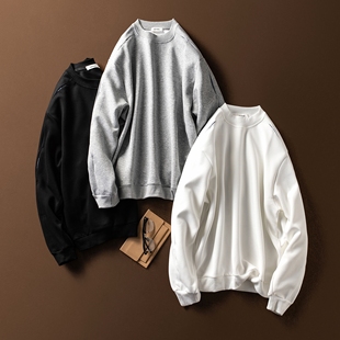 cleanfit解构分割廓形圆领卫衣男秋季 软糯空气层boxy短宽套头上衣