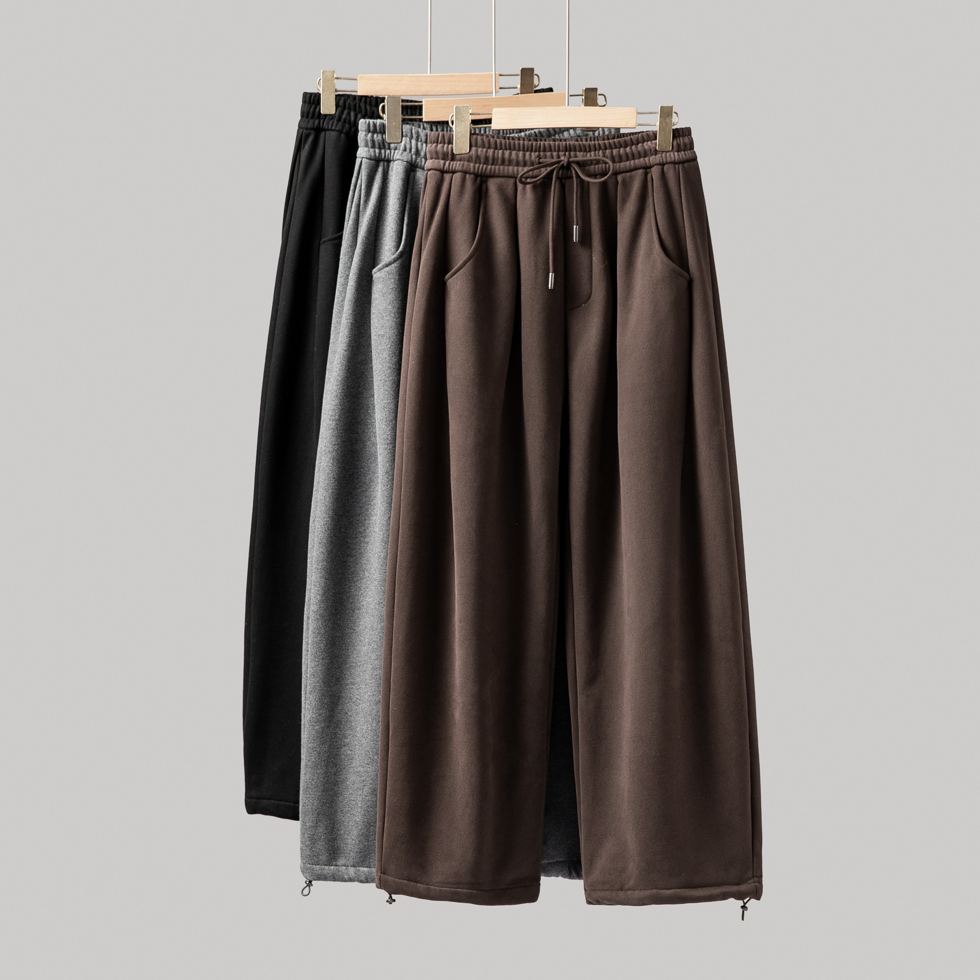 冬季重磅加绒加厚阔腿裤男 cleanfit抽绳松紧腰裤脚抽绳卫裤长裤,男装,卫裤,淘宝优惠券,粉丝福利购,淘宝优惠卷