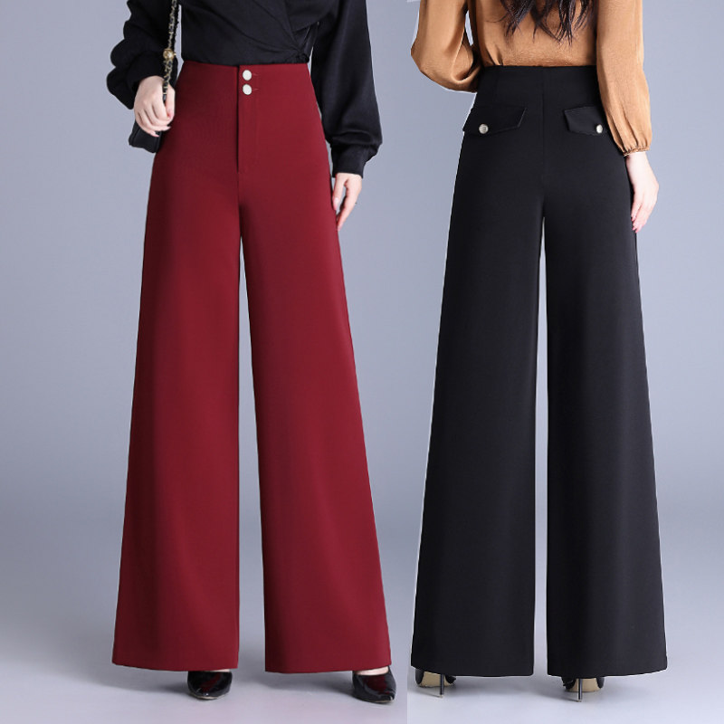 摩登阔腿裤2025新款春秋冬高腰中年妈妈裤垂感直筒裤女跳舞裤长裤