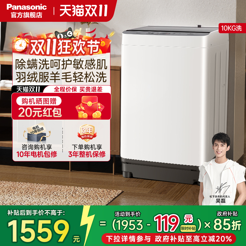 松下羽绒服洗10kg家用波轮洗衣机