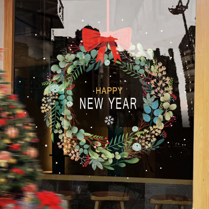 圣诞节装饰玻璃贴纸场景布置墙贴