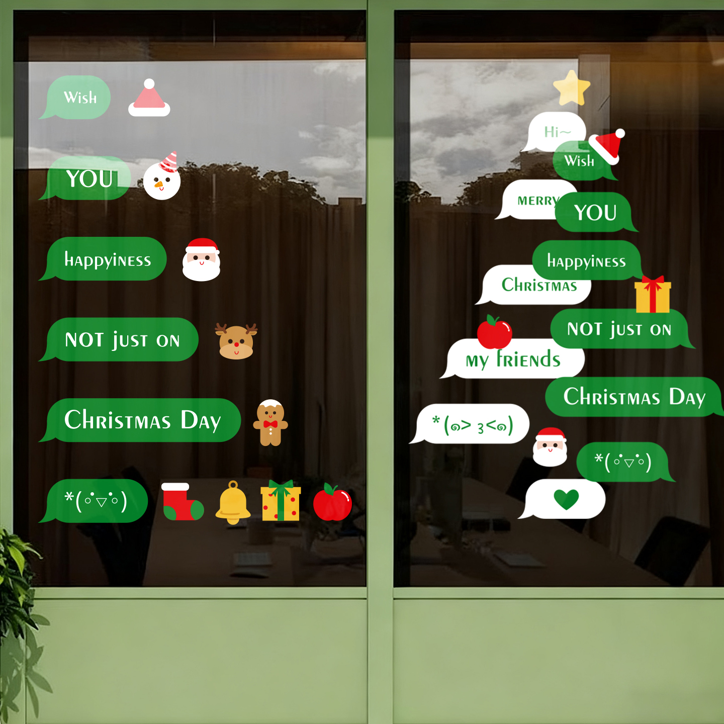 2026圣诞节装饰品静电玻璃门贴纸