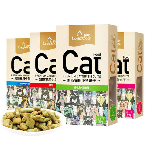 路斯80g猫咪磨牙洁齿盒装小鱼