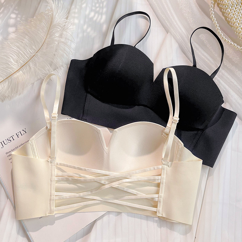 无痕大胸显小胸内衣女无钢圈薄款抹胸防走光无肩带聚拢美背文胸