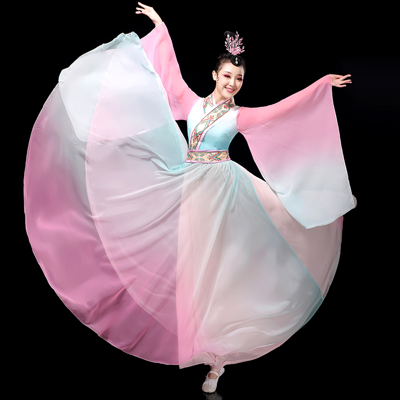 古典舞演出服女飘逸中国风艺考独舞古风仙女汉服古装扇子舞蹈服装