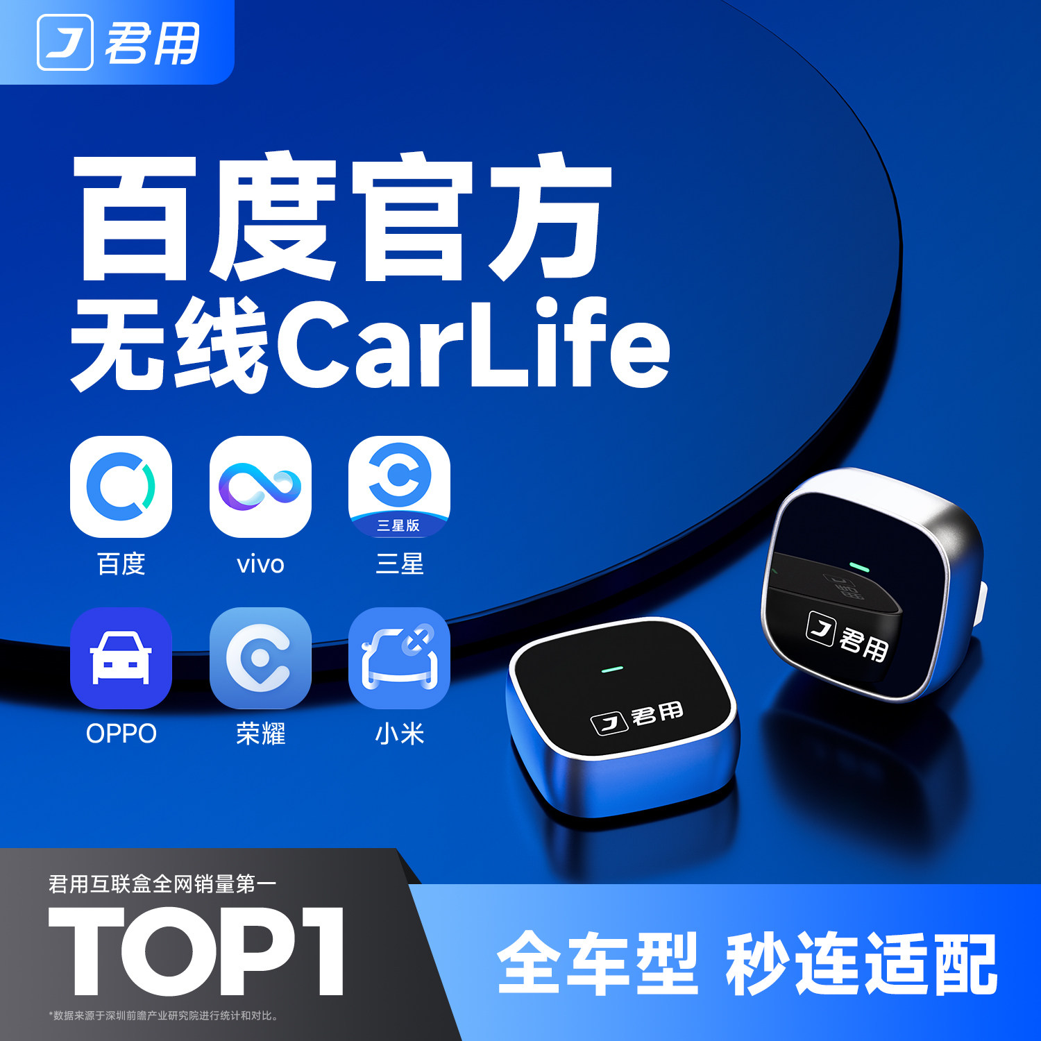 君用CarPlay转OPPOvivo小米适用奥迪奔驰大众安卓百度CarLife盒子