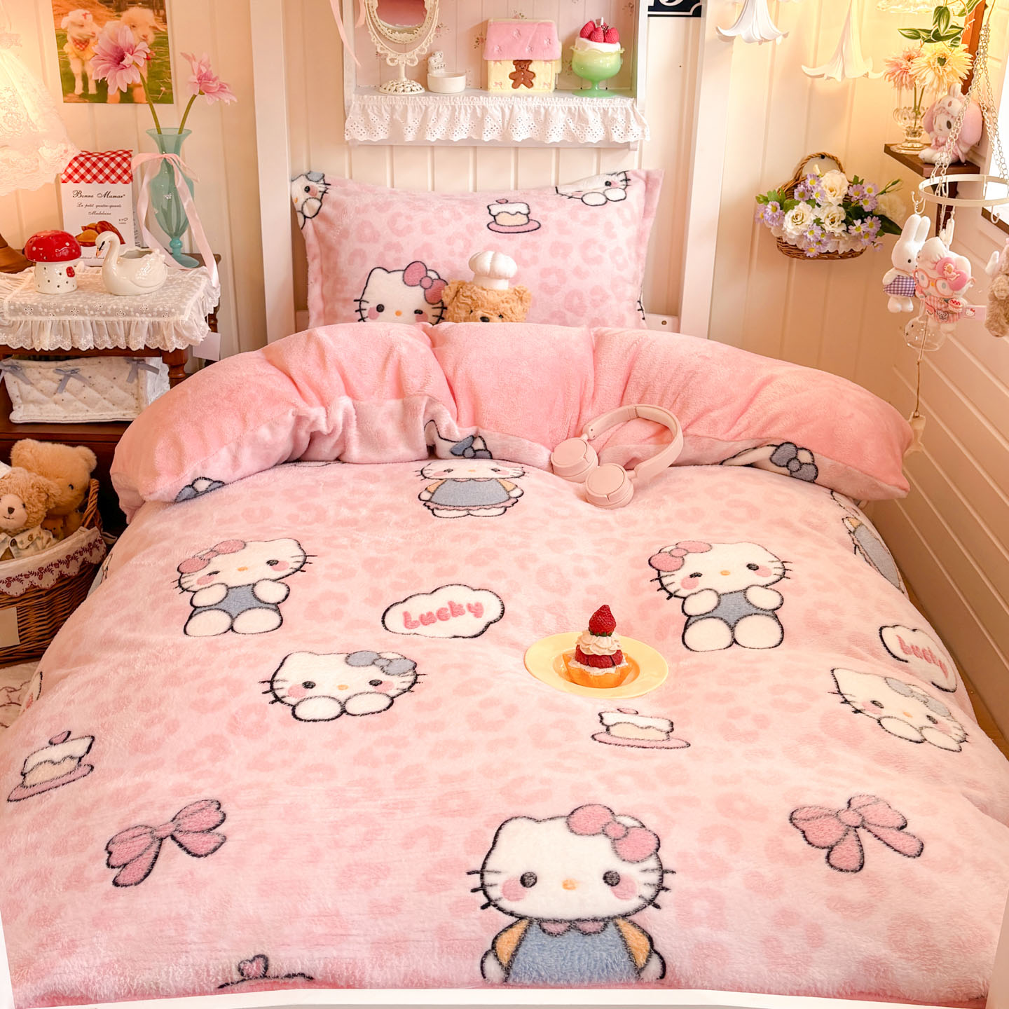 HelloKitty雪花绒保暖四件套