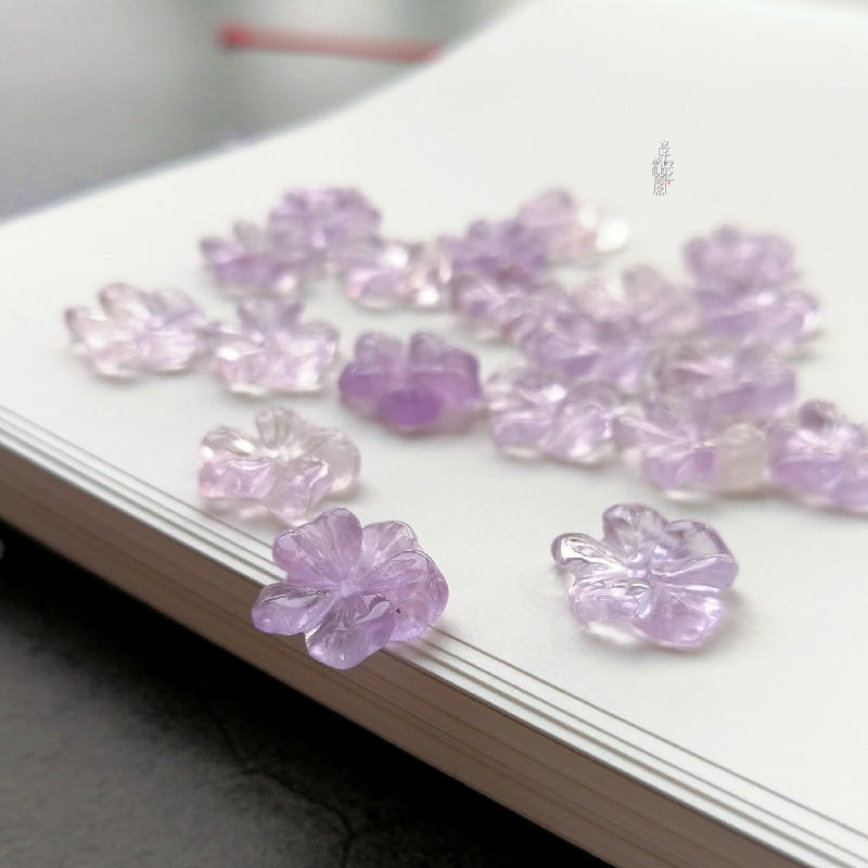 ANGELA TINGLAN AMETHYST CARVED FIVE-PETAL FLOWER IN THE HOLE DIY HAIRPIN JEWELRY ACCESSORIES HANDMADE MATERIAL 12MM