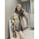 2025冬女新款 外套 双面穿休闲派克服环保皮草毛毛气质韩系棉服短款