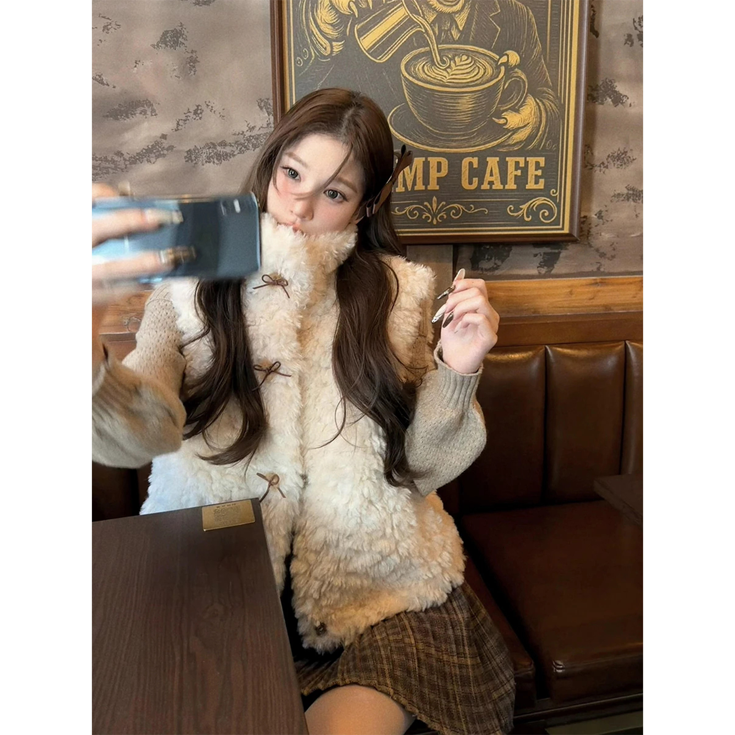 环保毛毛马甲女短款2026秋冬新款仿皮草羊羔毛加厚保暖毛茸茸背心