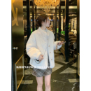 立领仿水貂毛绒环保皮毛一体外套皮草女2025冬新款 高级感毛毛上衣