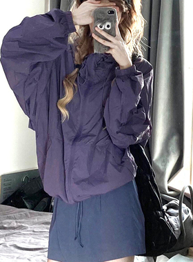 紫色防晒衣外套女夏透气防紫外线运动小个子冲锋衣轻薄防晒夹克服