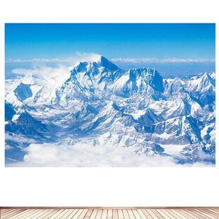 简约现代装饰画雪山山峰高山山川风景画海报客厅房间背不干胶贴纸