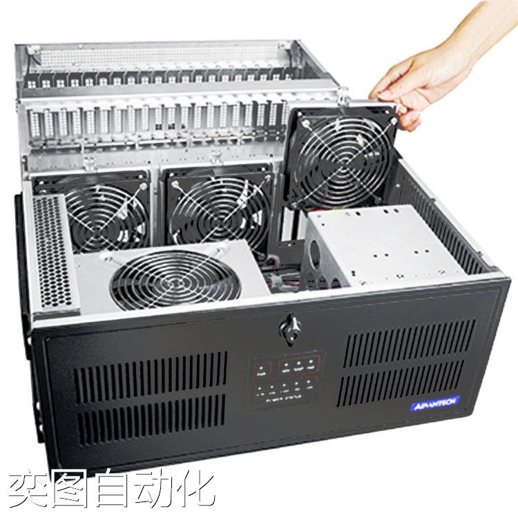 研华IPC-623容错式20槽4U黑色工业控制计算机双AC输入冗余电源议