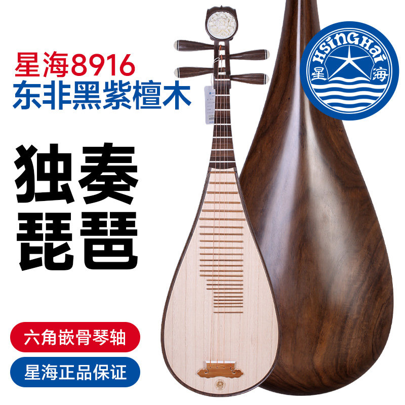 北京星海琵琶8916东非黑紫檀木琵琶成人专业演奏考级黑檀木琵琶