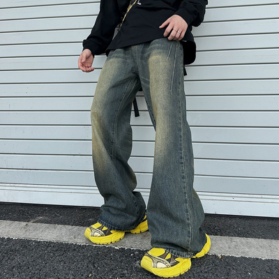 美式复古vibe黄泥染牛仔裤