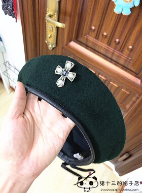 贝雷帽网红羊毛徽章时装帽