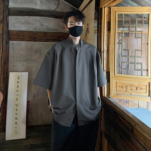 夏季男装新款冰丝感薄款大码纯短袖衬衫外套男 A106-1-1818-P30图片
