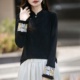 国风打底衫 盘扣针织棉缎上衣 马夹内搭衬衫 女秋冬毛毛袖 子配新中式