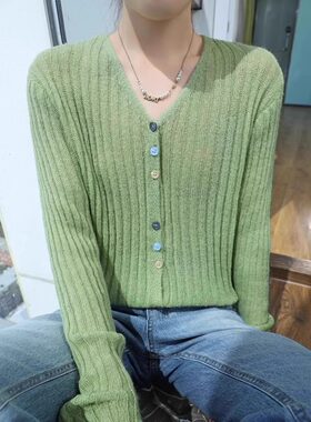 新款春秋毛衣外套宽松短款外穿