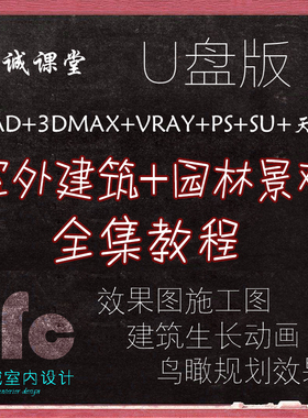 园林建筑景观室外设计视频教程3dmax动画cad规划su鸟瞰地形图ps