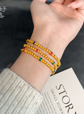 2026新款女款珐琅彩珠珠项链沙金首饰多圈手串高级感百搭毛衣链女