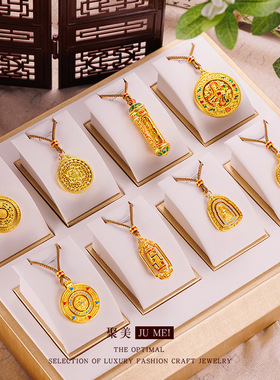 2025小红书抖音同款新中式沙金古法金罗盘观音咖啡色编织绑绳项链