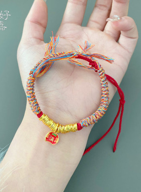 2025新款新中式女款福满盘缠编绳手链铜镀金高级感古法设计款首饰