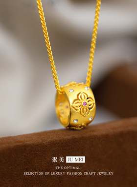 2026女士复古黄金色轻奢金刚杵路路通项链法式宫廷风吊坠锁骨链女