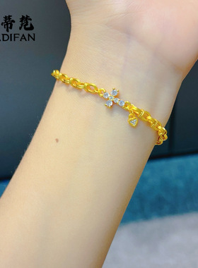 2025新款沙金点钻巴洛克十字架爱心小滴流手链女时尚百搭气质手串