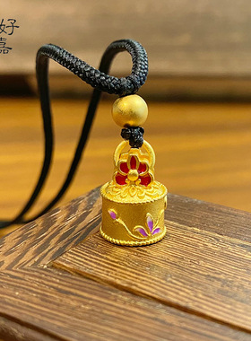 2025新款吉祥富贵传承瑞字印章沙金项链女款嘉祥气瑞花开富贵吊坠