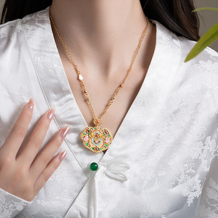 2026爱心锁型黄金色吊坠衣链小复古宫廷小葫芦点缀挂坠心形项链女