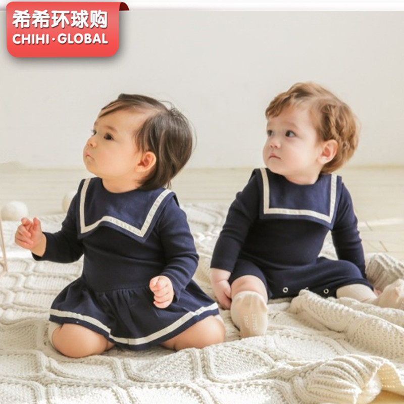 秋装婴儿藏青色水手服爬服连体衣龙凤胎百天宝宝周岁双胞胎连衣裙,童装/婴儿装/亲子装,连身衣/爬服/哈衣,淘宝优惠券,粉丝福利购,淘宝优惠卷