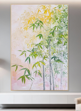 节节高升纯手绘油画客厅玄关挂画