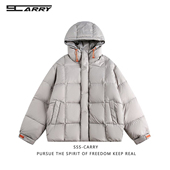 阿叔潮牌90白鸭绒连帽羽绒服男冬季 加厚保暖纯色百搭宽松情侣外套