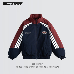 保暖百搭宽松棉袄 冬季 阿叔潮牌美式 复古撞色拼接立领棉服外套男款