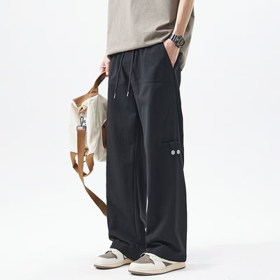 春秋纯色直筒宽松百搭工装休闲裤