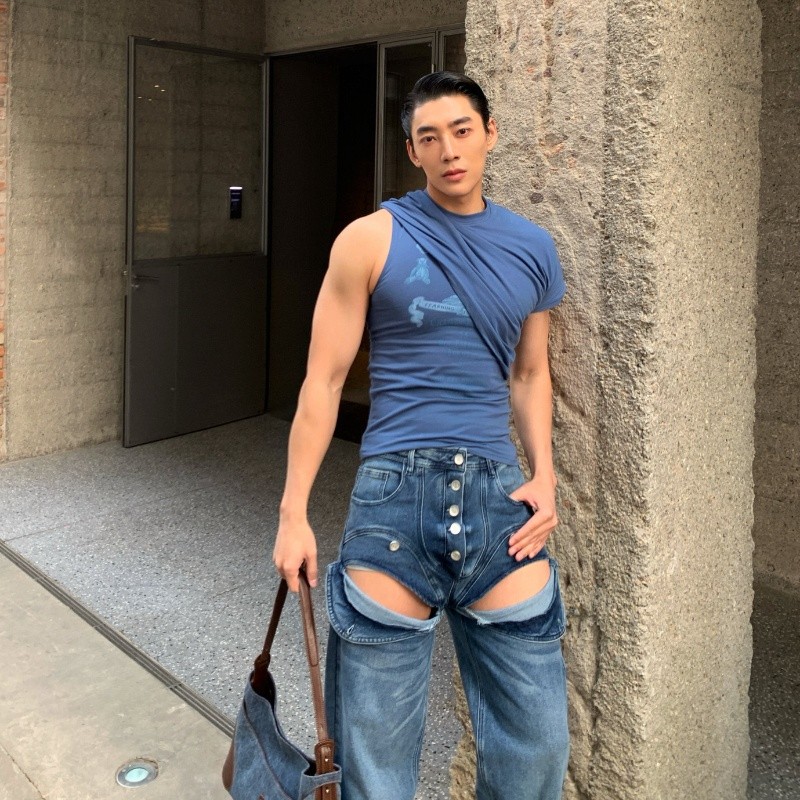 心解构风短袖T恤设计师半袖背心