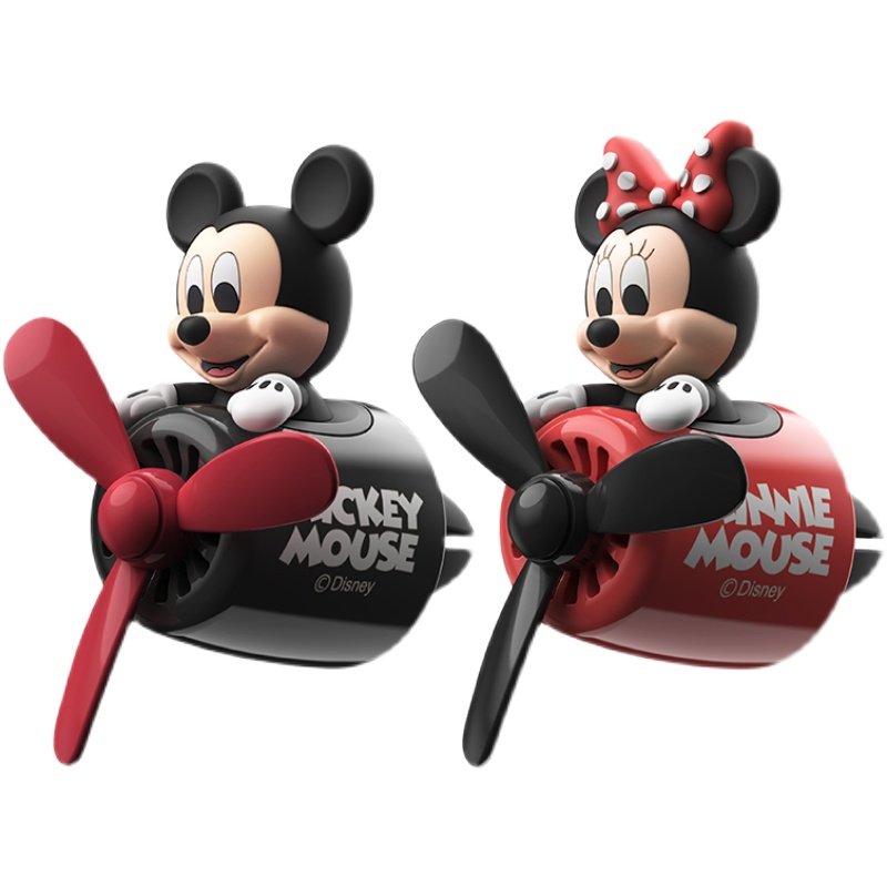 迪士尼米奇车载香薰空调出风口装饰风扇飞机香水汽车摆件车内香氛