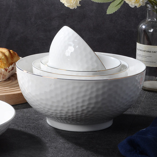 裕行水立方陶瓷碗盘子碟子鱼盘家用瓷器防烫高足碗饭碗微波炉适用