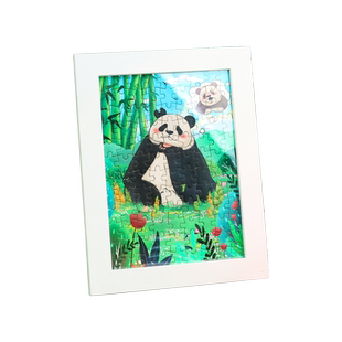 熊猫拼图礼盒带相框摆件108片宝宝早教益智动脑儿童成人diy手工玩具萌兰七仔花花阿宝福宝6/7/8/9/10女孩男生