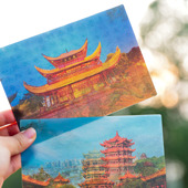 四大名楼3D动态明信片精美贺卡创意小卡片黄鹤楼岳阳楼滕王阁鹳雀楼国内著名景点收藏打卡旅游纪念品文创礼品