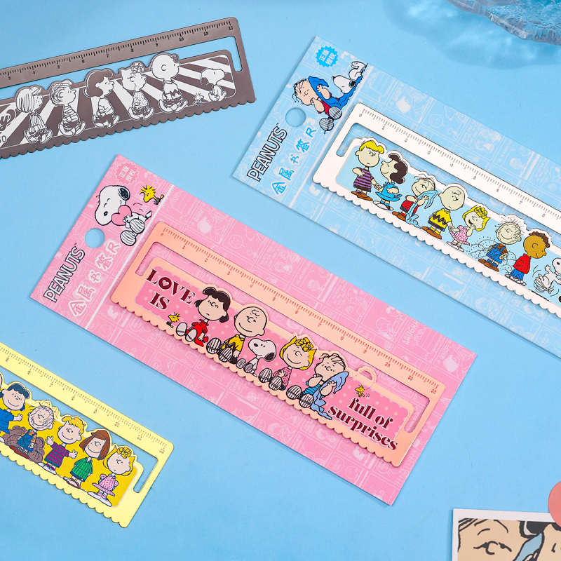 snoopy史努比书签精美镂空金属刻度直尺子私人定制刻字实用礼物卡通可爱男孩女生儿童小学生创意文具送人礼物