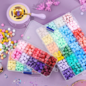 信封封口火漆印蜡封 复古混合色粉色珠光金粉火漆印章套装 火漆蜡粒套装 全套24色15色10色批发便宜格子透明盒装