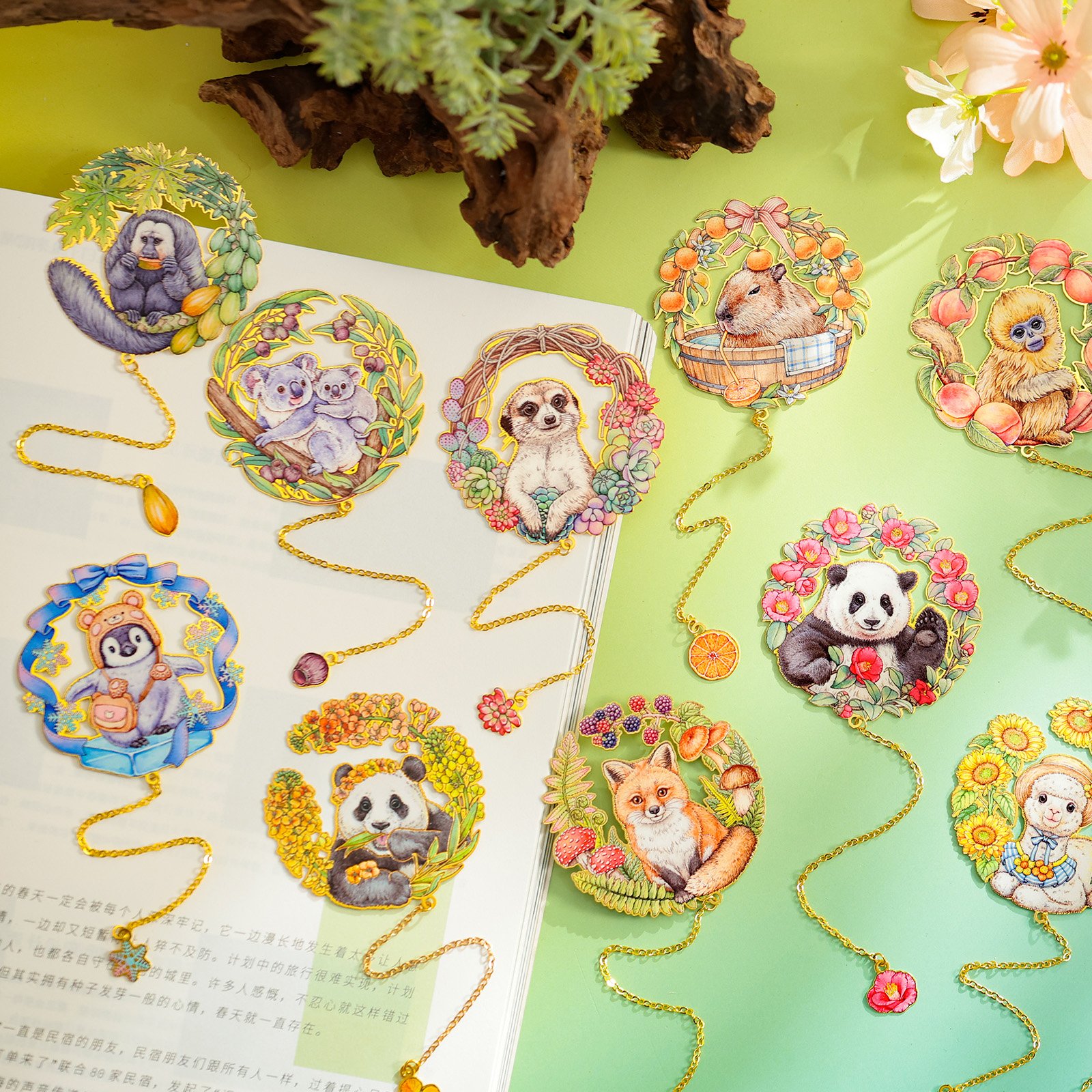 萌宠花园AR金属书签书页夹动物纪念品企鹅金丝猴万圣节浣熊小狐狸布偶猫考拉兔柯基柴犬羊驼可爱卡通文创礼品