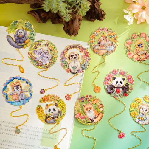 萌宠花园AR金属书签书页夹动物纪念品企鹅金丝猴万圣节浣熊小狐狸布偶猫考拉兔柯基柴犬羊驼可爱卡通文创礼品