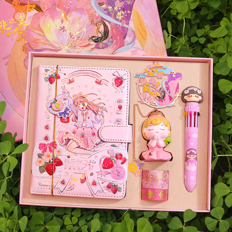 小公主镂空金属书签礼盒粉色卡通可爱小清新少女手账套装女孩高颜值笔记本子古风书签胶带玩偶创意礼物教师节