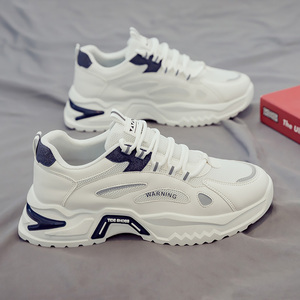 男鞋秋季新款网面透气厚底运动休闲白鞋青少年小众设计百搭老爹鞋