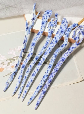 古典青花瓷发簪国风醋酸簪子高级感旗袍汉服头饰盘发挽发簪子