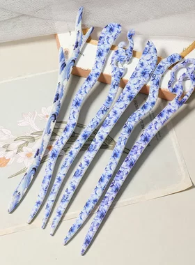 古典青花瓷发簪国风醋酸簪子高级感旗袍汉服头饰盘发挽发簪子